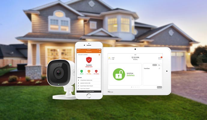ASG home security camera and app interface