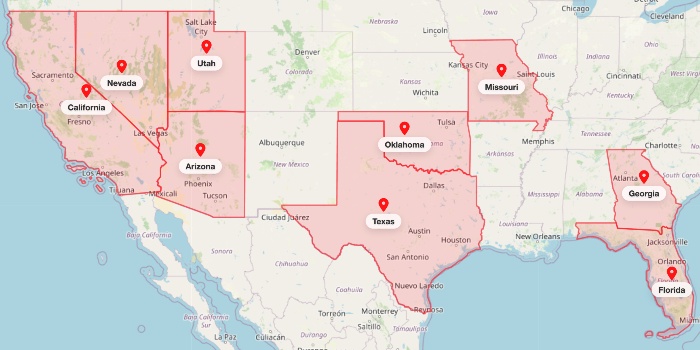 ASG Security Service Area Map