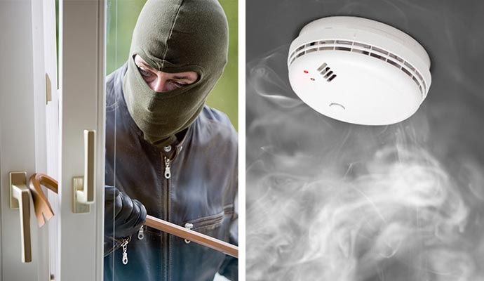 Collage of burglary and smoke detection system