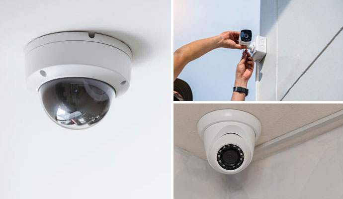Collage of various security cameras