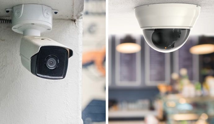 Collage of wired and wireless security cameras