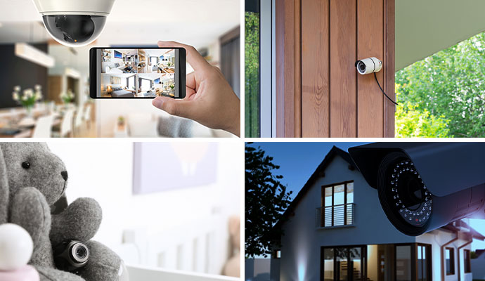 Collage of wireless, wired, hidden and day-night camera