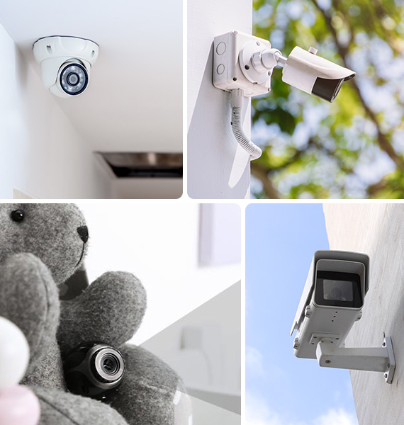 Collage of different surveillance cameras
