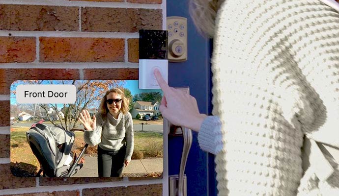 Doorbell camera with live feed of visitor outside