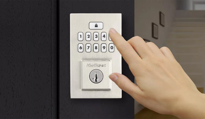 Person Entering Smart door lock pin