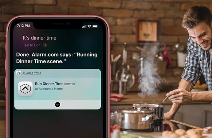 Person using voice control while cooking