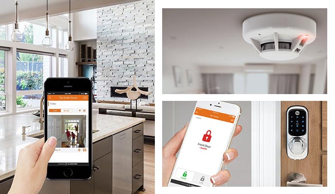 installed home monitoring, smoke detector and smart locks