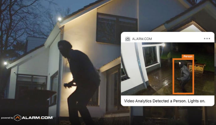 Burglary  detecting by a home security camera at night
