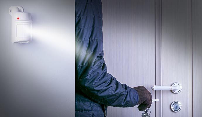 Motion sensor detector detecting potential burglary