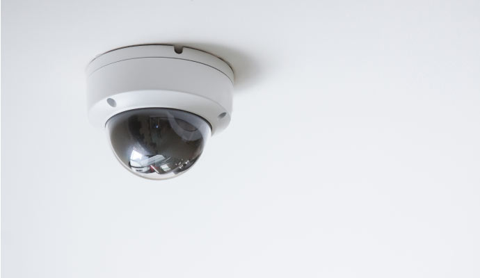 Dome camera on ceiling