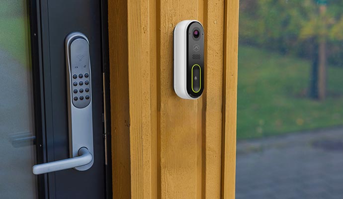 The DigitalKeypad SmartDoorbell Setup ensures secure access with its numeric code entry and visual monitoring