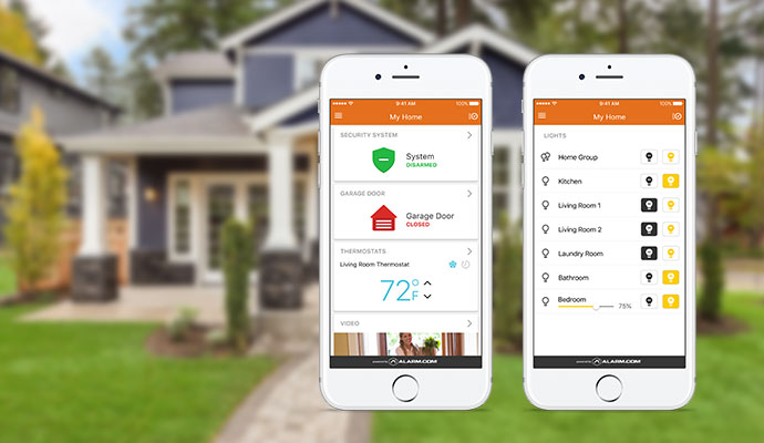 Smart security app showing system status