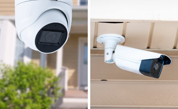 Collage of turret and bullet cctv